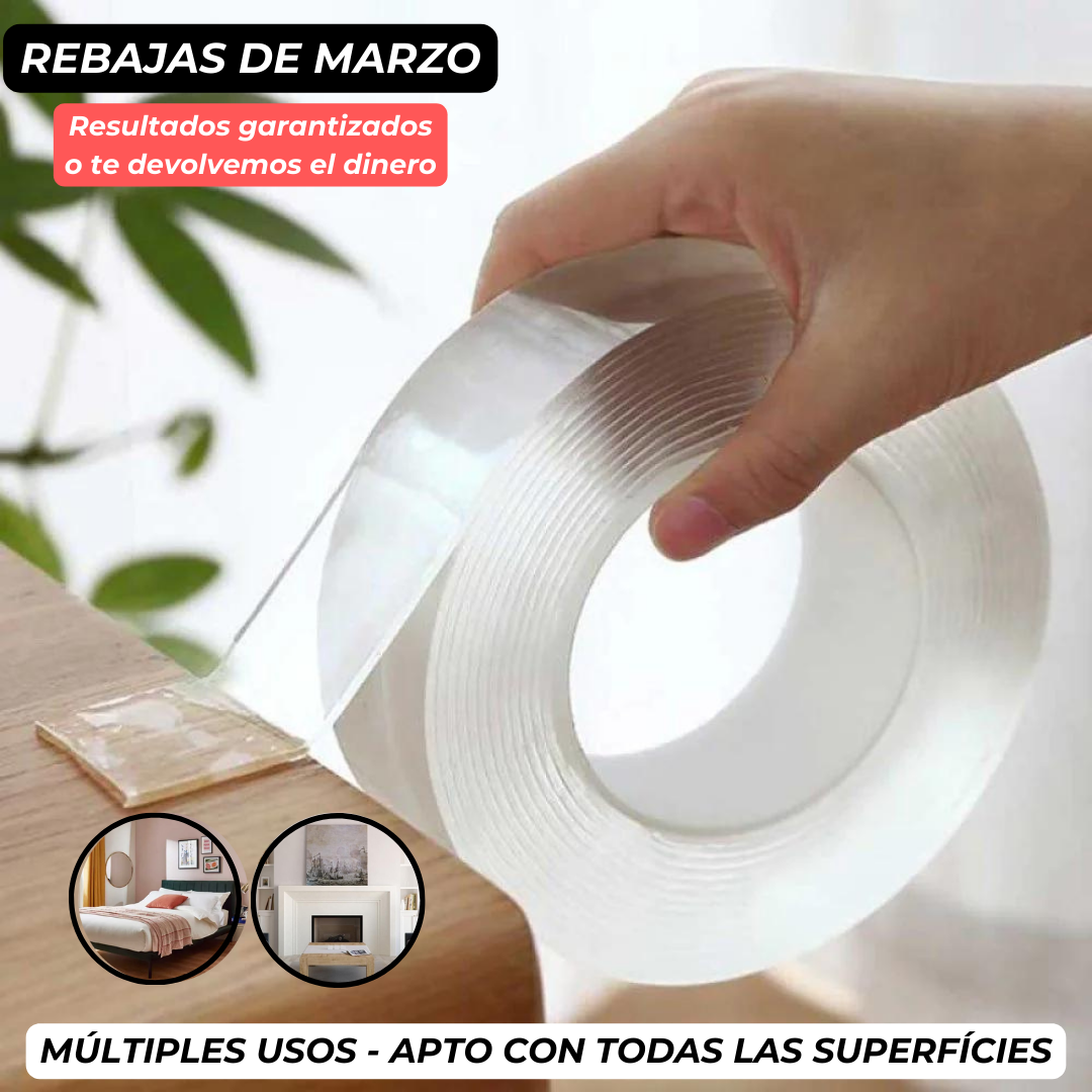 Cinta adhesiva transparente de doble cara l 1m + 1 GRATIS