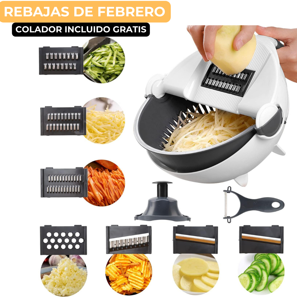 Cortador de Verduras Multifunción 9 en 1 + Colador GRATIS